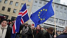 Protestuotojai Reikjavike