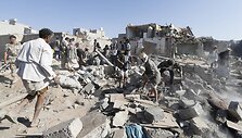 Saudo Arabijos aviacijos oro atakų padariniai Sanoje