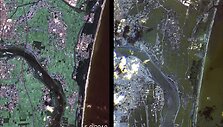 Japonija prie&scaron; žemės drebėjimą ir cunamį (kairėje) po (de&scaron;inėje)