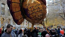 Padėkos dieną dienos &scaron;ventimas Zuccotti parke