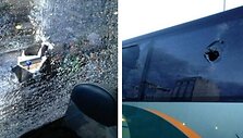 I&scaron;daužtas &bdquo;Panathinaikos&ldquo; autobuso langas