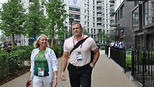 V.Alekna ir lengvosios atletikos rinktinės vadovė N.Medvedeva