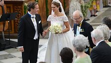 Chrisas O'Neillas ir &Scaron;vedijos princesė Madeleine su tėvu karaliumi Carlu Gustafu