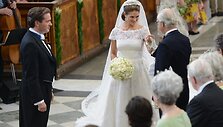 Chrisas O'Neillas ir &Scaron;vedijos princesė Madeleine su tėvu karaliumi Carlu Gustafu