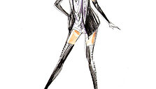 Jeano Paulio Gaultier kurtas Kylie Minogue sceninio kostiumo eskizas