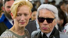 Tilda Swinton ir Karlas Lagerfeldas