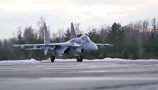 Rusijos naikintuvai Su-35S Baranovičiuose