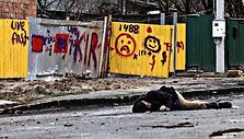 Rusijos karių nužudyti žmonės Ukrainos Bučos mieste