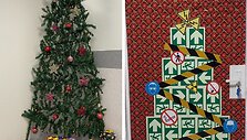 Respublikinės Vilniaus universitetinės ligoninės darbuotojai savo patalpas i&scaron;puo&scaron;ė kalėdiniais papuo&scaron;imais
