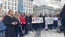 Mokytojų mitingas V.Kudirkos aik&scaron;tėje