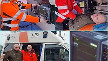 Greitosios pagalbos medikai su i&scaron;gelbėtu pacientu Renatu 