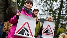Panevėžys prisijungė prie visos Lietuvos kultūros streiko: protestas surengtas Senvagės saloje