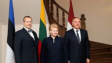 Lietuvos Respublikos prezidentė Dalia Grybauskaitė su Latvijos prezidentu Andriu Bėrziniu ir Estijos prezidentu Toomu Hendriku Ilvesu