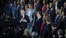D.Medvedevas ir V.Putinas partijos suvažiavime