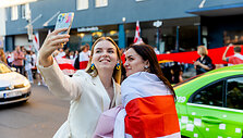 Orumo žygis nuo Katedros aik&scaron;tės iki Baltarusijos ambasados