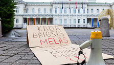 Prie prezidentūros vyko žaliųjų partijos demonstracija dėl naktinių taikiklių