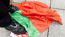 Lietuvoje gyvenančių baltarusių protesto akcija &bdquo;Luka&scaron;enką &ndash; į smulkintuvą&ldquo;