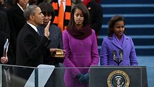 Barackas Obama su žmona Michelle ir dukromis Sasha ir Malia