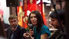 I&scaron; kairės: Marius Jampolskis, Kristina Buožytė ir Bruno Samperis