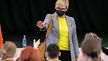 Jurgitos &Scaron;iugždinienės susitikimas su mokytojais ir karo pabėgėlių vaikais i&scaron; Ukrainos