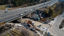 Per naktį nugriautas viadukas vir&scaron; Jonavos gatvės Kaune