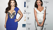Kairėje: Kim Kardashian; de&scaron;inėje: Miranda Kerr