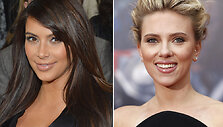 Kuri gražesnė: blondinė ar brunetė? Kairėje: Kim Kardashian, de&scaron;inėje: Scarlett Johansson.