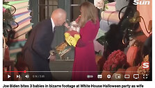 Joe Bidenas kūdikius per Helovino vakarėlį tariamai kandžiojo juokais