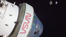 Erdvėlaivio &bdquo;Orion&ldquo; per misiją &bdquo;Artemis 1&ldquo; 2022-aisiais užfiksuotas vaizdas