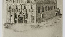 Vilniaus katedra 1407 m., sudėgė 1530 m. Johann Baptis Knackfuss. Atvirukas