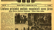 &Scaron;iaulių laikra&scaron;čio &bdquo;Mūsų kra&scaron;tas&ldquo; 1934 m. rugpjūčio 19 dienos numerio titulinis puslapis.