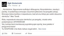 Eglės Straleckaitės įra&scaron;as feisbuke