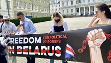 Prie Prezidentūros protesto akcija dėl žmogaus teisių pažeidimų Baltarusijoje ir Astravo AE
