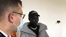 Lauryno Kasčiūno apsilankymas migrantų stovykloje Vydeniuose