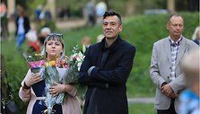 Kompozitorė Monika Sokaitė ir smuikininkas M. &Scaron;vėgžda von Bekkeris