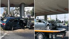 &Scaron;alia Spaudos rūmų automobilis rėžėsi į stulpą