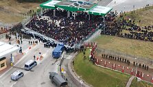 Migrantai Baltarusijoje prie sienos su Lenkija