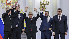 Vladimiras Saldo, Jevgenijus Beliackis, Rusijos prezidentas Vladimiras Putinas, Denisas Pu&scaron;ilinas ir Leonidas Pasečnikas