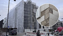 Nuo daugiabučio sienų Paupio rajone nukritusios plytelės