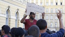 Protestuojantys migrantai Budape&scaron;te