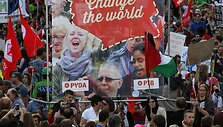 Briuselyje keli tūkstančiai žmonių protestavo prie&scaron; Trumpo vizitą