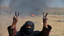 Protestuojantys palestiniečiai