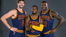 Kevinas Love, Kyrie Irvingas ir LeBronas Jamesas