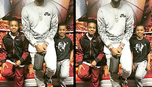 LeBronas Jamesas su sūnumis LeBronu ir Bryce'u