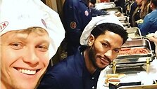 Mindaugas Kuzminskas ir Derrickas Rose'as labdaros renginyje