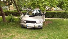 Girto vairuotojo vairuojamas automobilis užstrigo tarp medžių