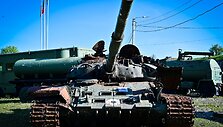  Kaune eksponuojamas Ukrainoje sunaikintas rusų tankas T-72B