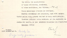 Lakūno Jono Pyragiaus ra&scaron;tas dėl mauzoliejaus. 1937 m. kovo 06 d