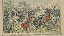 1892 m. prancūzų laikra&scaron;tis, apra&scaron;antis mū&scaron;ius su Dahomėjos moterimis-karėmis