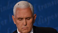 Musė ant M.Pence'o galvos